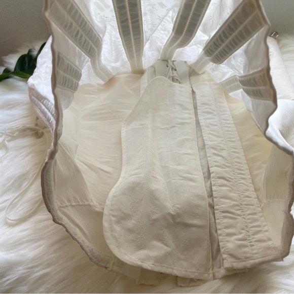 Vtg SPENCER Vintage 40s/50s Ivory Corset Girdle Lace Up Zip Up Boning - Picture 4 of 16